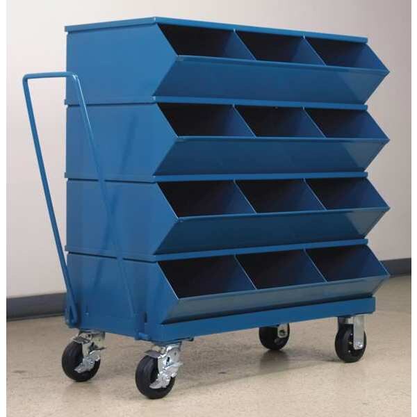 Steel Sectional Stacking Bin, 20 1/2 in D x 40 7/8 in H x 37 in W, 5 Shelves, Blue