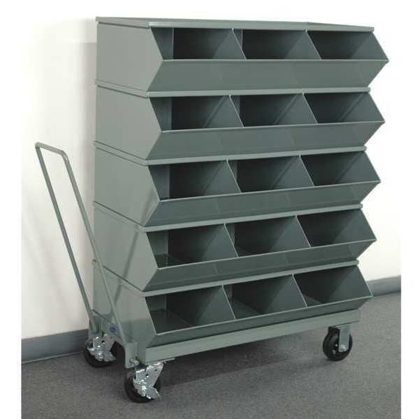 Steel Sectional Stacking Bin, 20 1/2 in D x 49 3/4 in H x 37 in W, 6 Shelves, Gray