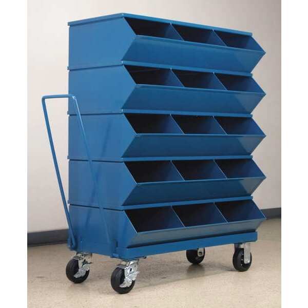 Steel Sectional Stacking Bin, 20 1/2 in D x 49 3/4 in H x 37 in W, 6 Shelves, Blue