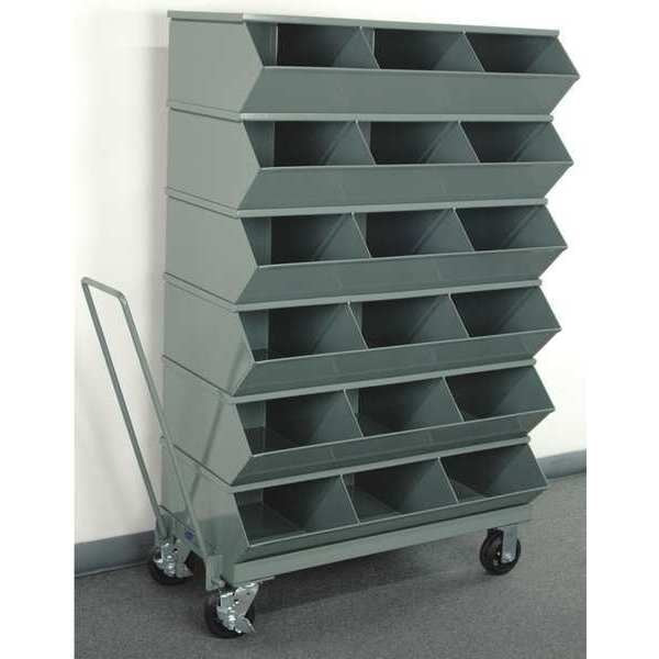 Steel Sectional Stacking Bin, 20 1/2 in D x 58 5/8 in H x 37 in W, 7 Shelves, Gray