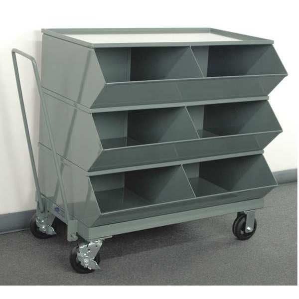 Steel Sectional Stacking Bin, 24 in D x 37 7/8 in H x 37 in W, 4 Shelves, Gray
