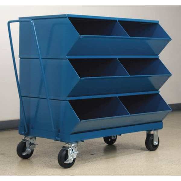 Steel Sectional Stacking Bin, 24 in D x 37 7/8 in H x 37 in W, 4 Shelves, Blue