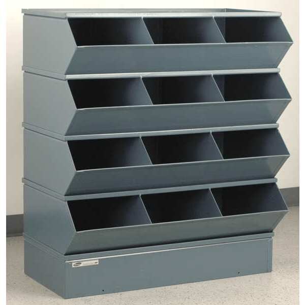 Steel Sectional Stacking Bin, 20 1/2 in D x 41 1/2 in H x 37 in W, 5 Shelves, Gray