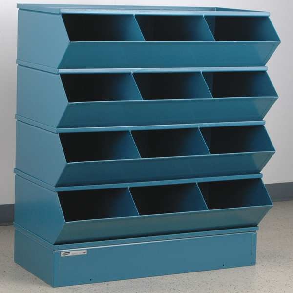 Steel Sectional Stacking Bin, 20 1/2 in D x 41 1/2 in H x 37 in W, 5 Shelves, Blue