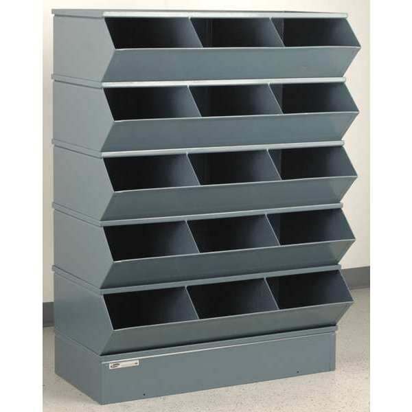 Steel Sectional Stacking Bin, 20 1/2 in D x 50 3/8 in H x 37 in W, 6 Shelves, Gray