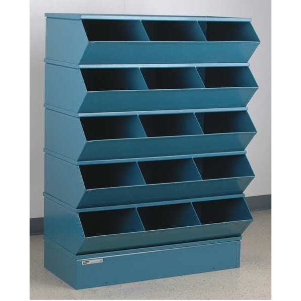 Steel Sectional Stacking Bin, 20 1/2 in D x 50 3/8 in H x 37 in W, 6 Shelves, Blue