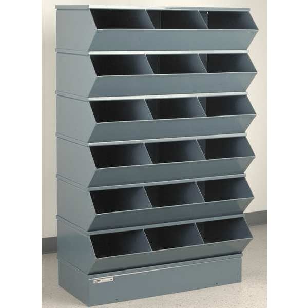 Steel Sectional Stacking Bin, 20 1/2 in D x 59 1/4 in H x 37 in W, 7 Shelves, Gray