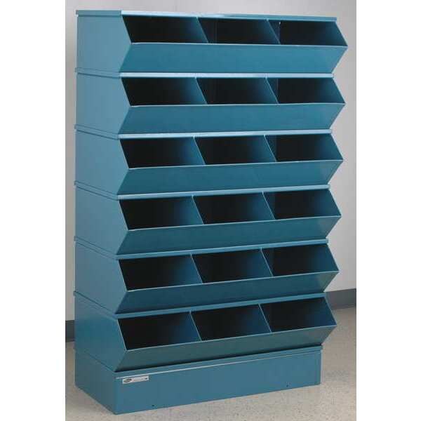 Steel Sectional Stacking Bin, 20 1/2 in D x 59 1/4 in H x 37 in W, 7 Shelves, Blue
