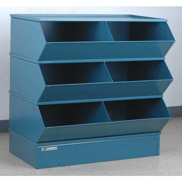 Steel Sectional Stacking Bin, 24 in D x 38 5/8 in H x 37 in W, 4 Shelves, Blue