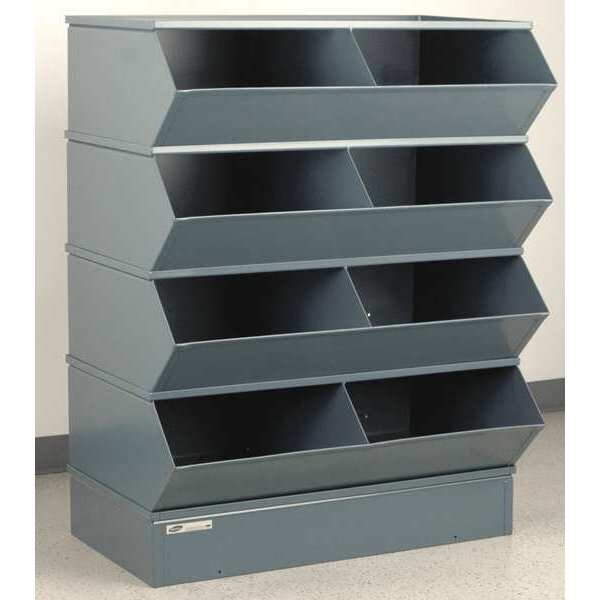 Steel Sectional Stacking Bin, 24 in D x 49 1/2 in H x 37 in W, 5 Shelves, Gray
