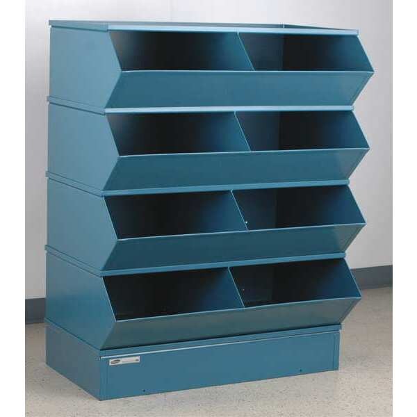 Steel Sectional Stacking Bin, 24 in D x 49 1/2 in H x 37 in W, 5 Shelves, Blue