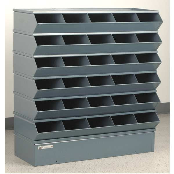 Steel Sectional Stacking Bin, 15 1/2 in D x 39 in H x 37 in W, 7 Shelves, Gray