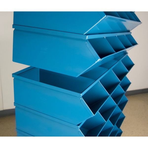 Steel Sectional Stacking Bin, 20 1/2 in D x 41 1/2 in H x 37 in W, 5 Shelves, Blue