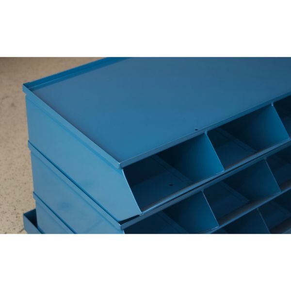 Steel Sectional Stacking Bin, 15 1/2 in D x 39 in H x 37 in W, 7 Shelves, Blue