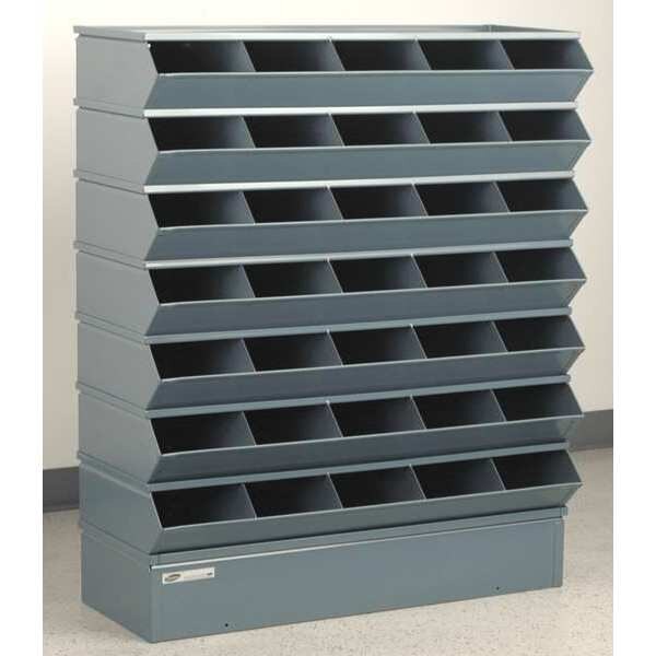 Steel Sectional Stacking Bin, 15 1/2 in D x 44 1/2 in H x 37 in W, 8 Shelves, Gray
