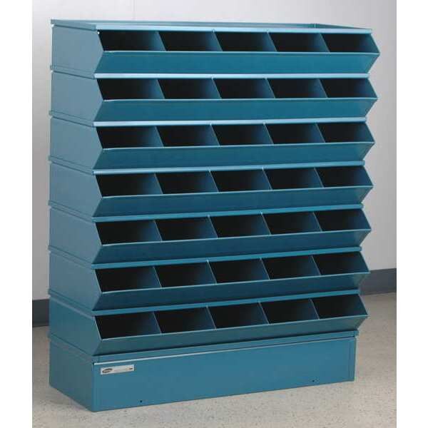 Steel Sectional Stacking Bin, 15 1/2 in D x 44 1/2 in H x 37 in W, 8 Shelves, Blue