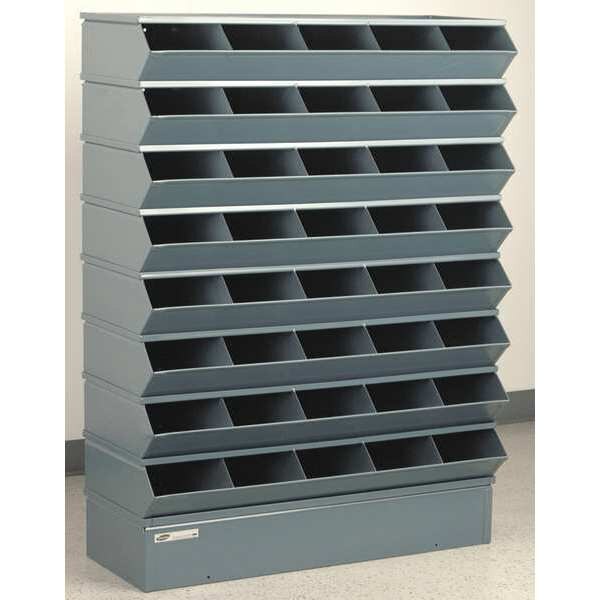 Steel Sectional Stacking Bin, 15 1/2 in D x 50 in H x 37 in W, 9 Shelves, Gray