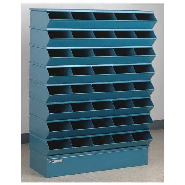 Steel Sectional Stacking Bin, 15 1/2 in D x 50 in H x 37 in W, 9 Shelves, Blue