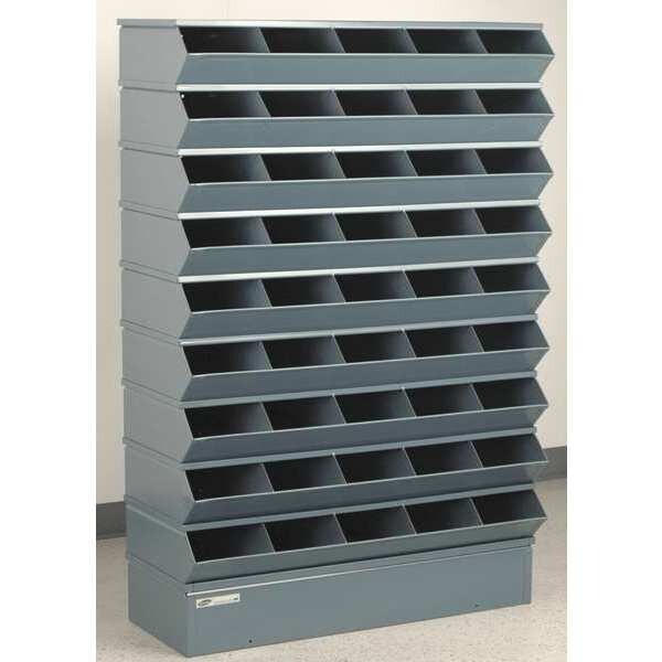 Steel Sectional Stacking Bin, 15 1/2 in D x 55 1/2 in H x 37 in W, 10 Shelves, Gray
