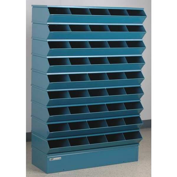 Steel Sectional Stacking Bin, 15 1/2 in D x 55 1/2 in H x 37 in W, 10 Shelves, Blue