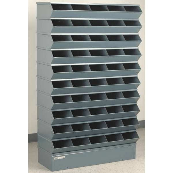 Steel Sectional Stacking Bin, 15 1/2 in D x 61 in H x 37 in W, 11 Shelves, Gray