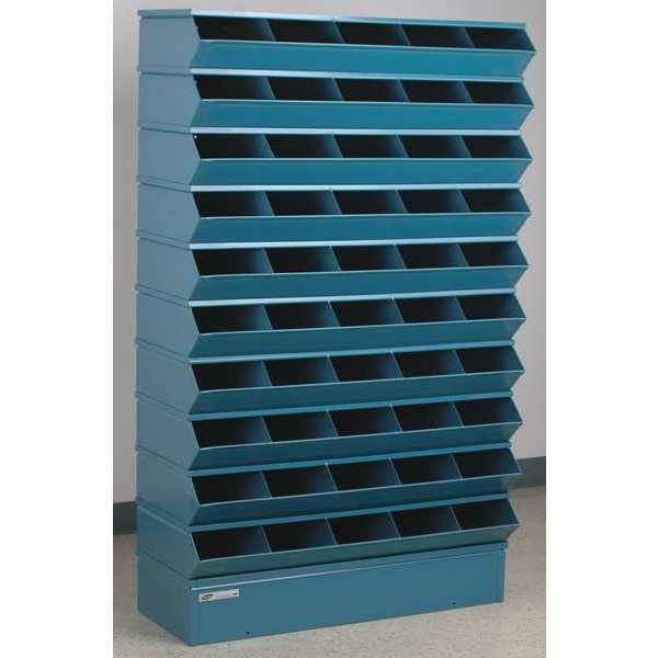Steel Sectional Stacking Bin, 15 1/2 in D x 61 in H x 37 in W, 11 Shelves, Blue