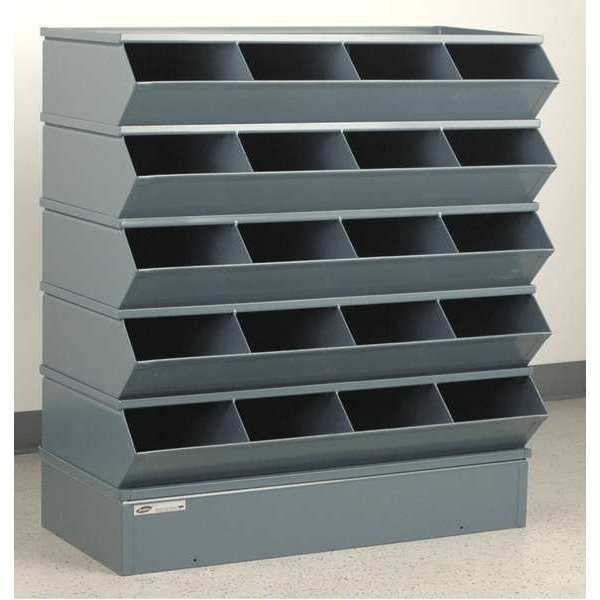 Steel Sectional Stacking Bin, 18 3/4 in D x 40 5/8 in H x 37 in W, 3 Shelves, Gray