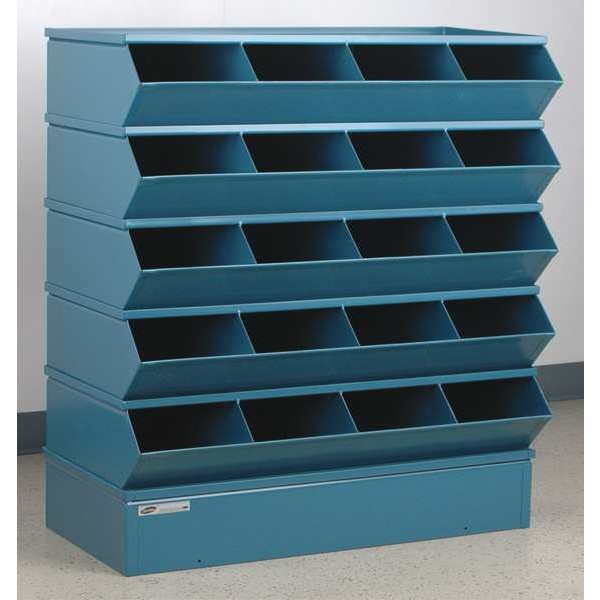 Steel Sectional Stacking Bin, 18 3/4 in D x 40 5/8 in H x 37 in W, 3 Shelves, Blue