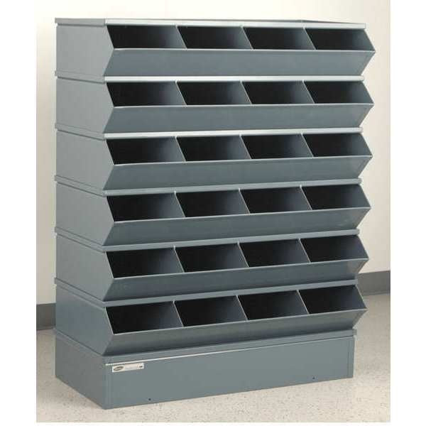 Steel Sectional Stacking Bin, 18 3/4 in D x 47 1/2 in H x 37 in W, 7 Shelves, Gray