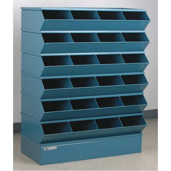 Steel Sectional Stacking Bin, 18 3/4 in D x 47 1/2 in H x 37 in W, 7 Shelves, Blue