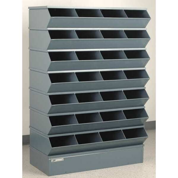 Steel Sectional Stacking Bin, 18 3/4 in D x 54 3/8 in H x 37 in W, 8 Shelves, Gray