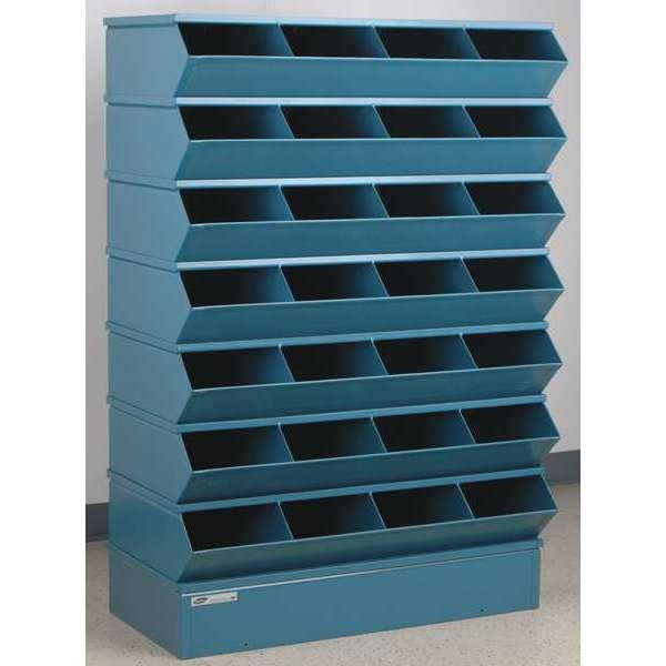 Steel Sectional Stacking Bin, 18 3/4 in D x 54 3/8 in H x 37 in W, 8 Shelves, Blue