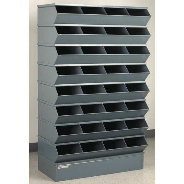 Steel Sectional Stacking Bin, 18 3/4 in D x 61 1/4 in H x 37 in W, 8 Shelves, Gray