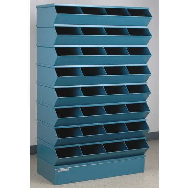 Steel Sectional Stacking Bin, 18 3/4 in D x 61 1/4 in H x 37 in W, 8 Shelves, Blue