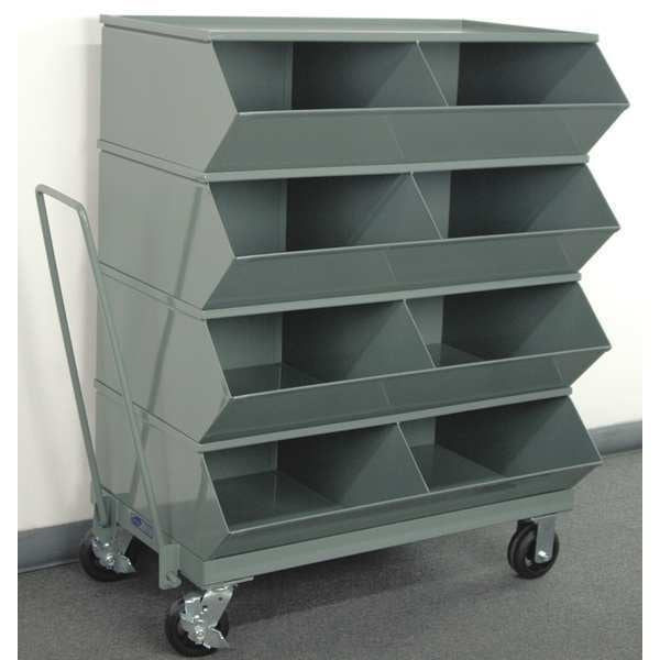 Steel Sectional Stacking Bin, 24 in D x 48 1/4 in H x 37 in W, 5 Shelves, Gray