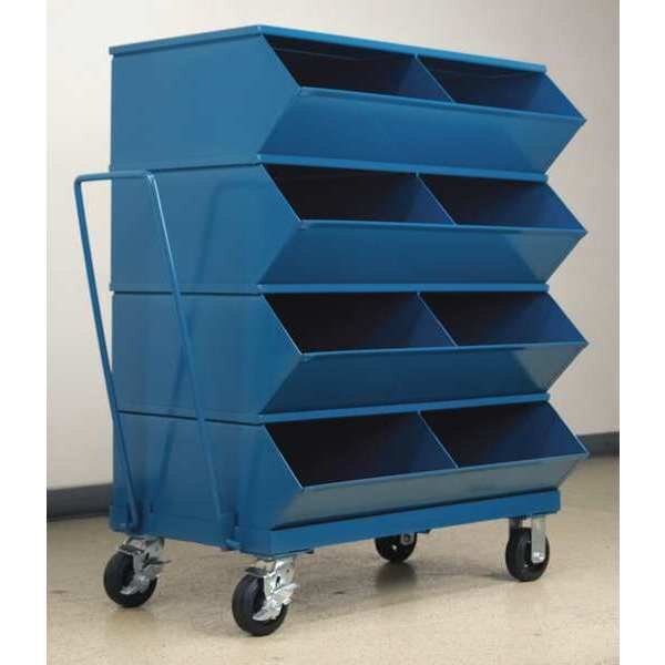 Steel Sectional Stacking Bin, 24 in D x 48 1/4 in H x 37 in W, 5 Shelves, Blue