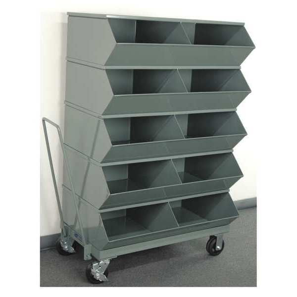 Steel Sectional Stacking Bin, 24 in D x 58 5/8 in H x 37 in W, 6 Shelves, Gray