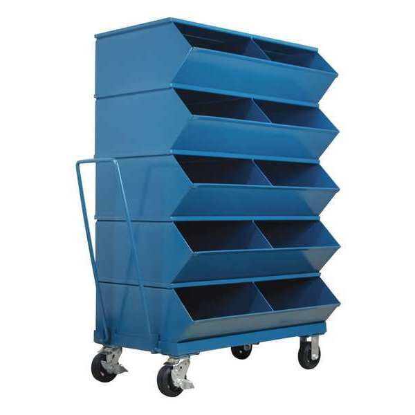 Steel Sectional Stacking Bin, 24 in D x 58 5/8 in H x 37 in W, 6 Shelves, Blue