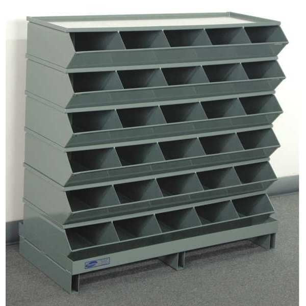 Steel Sectional Stacking Bin, 15 1/2 in D x 35 1/2 in H x 37 in W, 7 Shelves, Gray