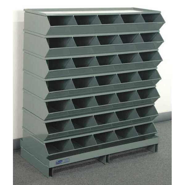 Steel Sectional Stacking Bin, 15 1/2 in D x 41 in H x 37 in W, 8 Shelves, Gray