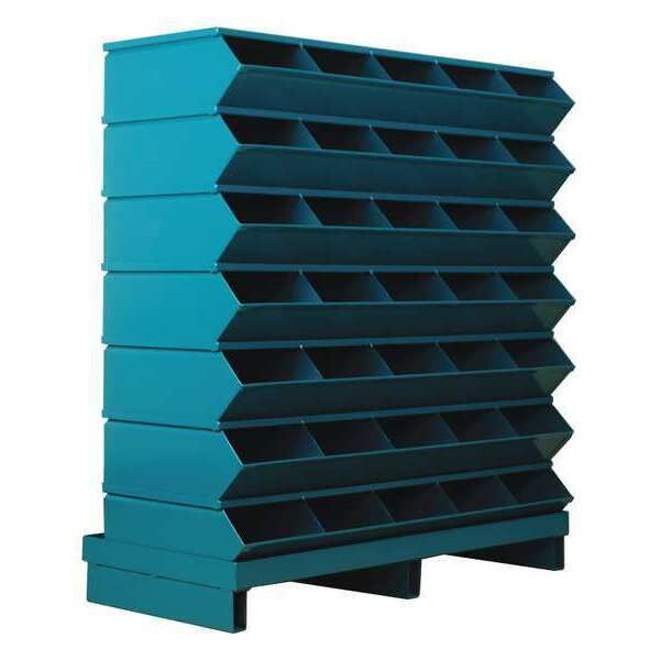 Steel Sectional Stacking Bin, 15 1/2 in D x 41 in H x 37 in W, 8 Shelves, Blue