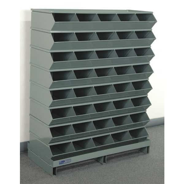 Steel Sectional Stacking Bin, 15 1/2 in D x 46 1/2 in H x 37 in W, 9 Shelves, Gray