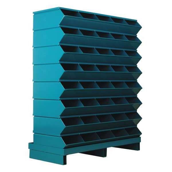 Steel Sectional Stacking Bin, 15 1/2 in D x 46 1/2 in H x 37 in W, 9 Shelves, Blue