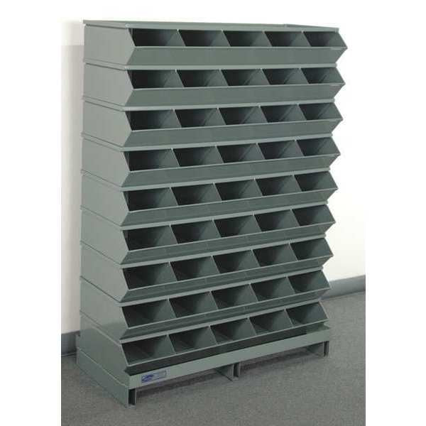 Steel Sectional Stacking Bin, 15 1/2 in D x 52 in H x 37 in W, 10 Shelves, Gray