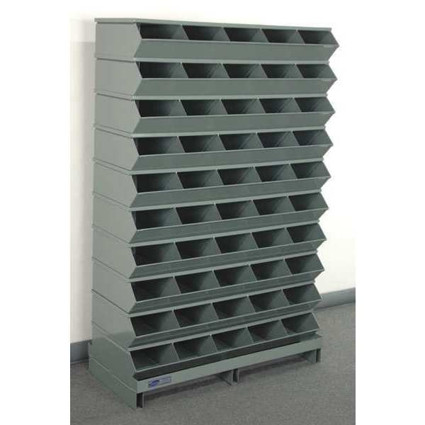 Steel Sectional Stacking Bin, 15 1/2 in D x 57 1/2 in H x 37 in W, 11 Shelves, Gray