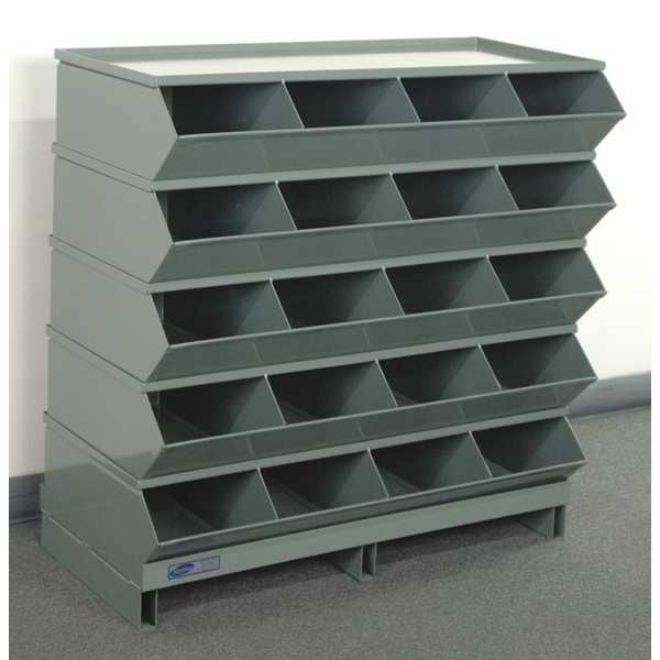 Steel Sectional Stacking Bin, 18 3/4 in D x 37 1/8 in H x 37 in W, 6 Shelves, Gray