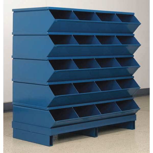 Steel Sectional Stacking Bin, 18 3/4 in D x 37 1/8 in H x 37 in W, 6 Shelves, Blue