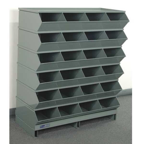 Steel Sectional Stacking Bin, 18 3/4 in D x 44 in H x 37 in W, 7 Shelves, Gray