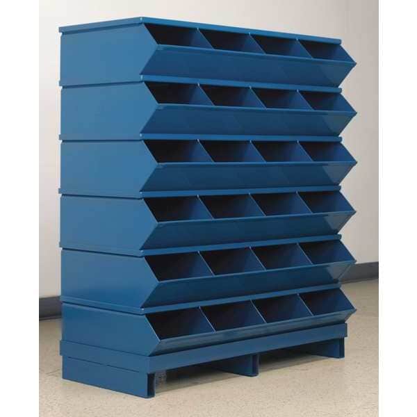 Steel Sectional Stacking Bin, 18 3/4 in D x 44 in H x 37 in W, 7 Shelves, Blue