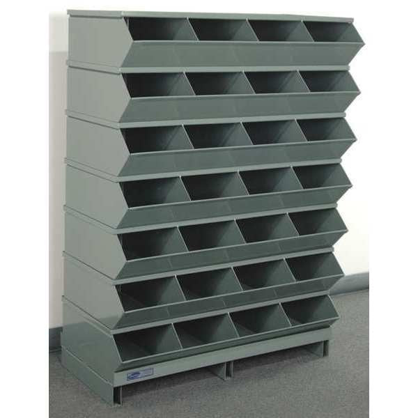 Steel Sectional Stacking Bin, 18 3/4 in D x 50 7/8 in H x 37 in W, 8 Shelves, Gray